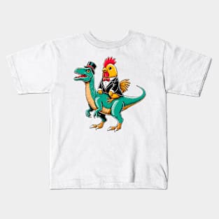 Tuxedo Rooster Dino Kids T-Shirt